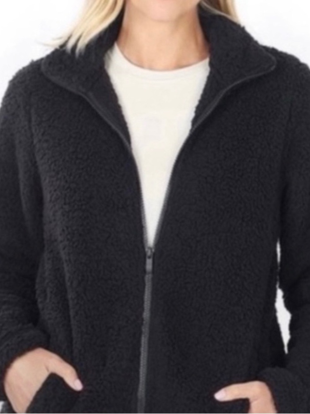 Black Sherpa Zip Jacket